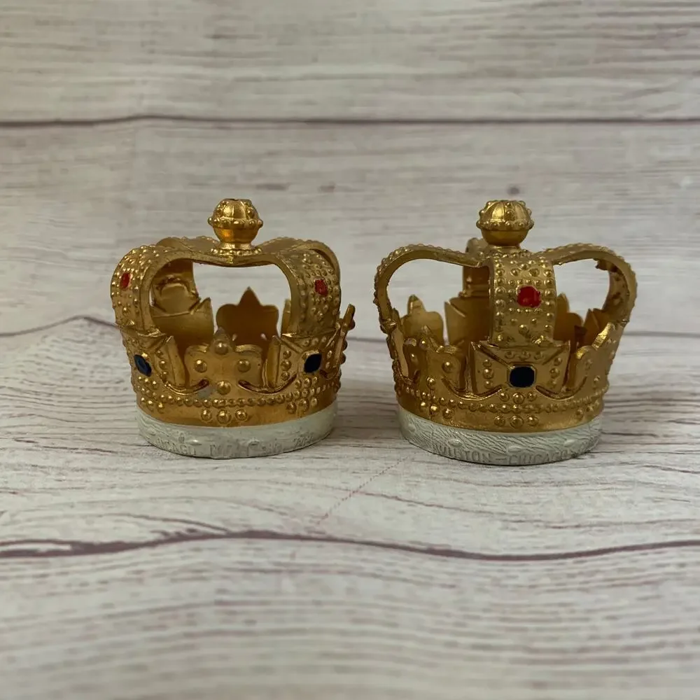 Vintage Wilton Gold King Crown Cake Toppers Set of 6 Cupcake Candle Holders